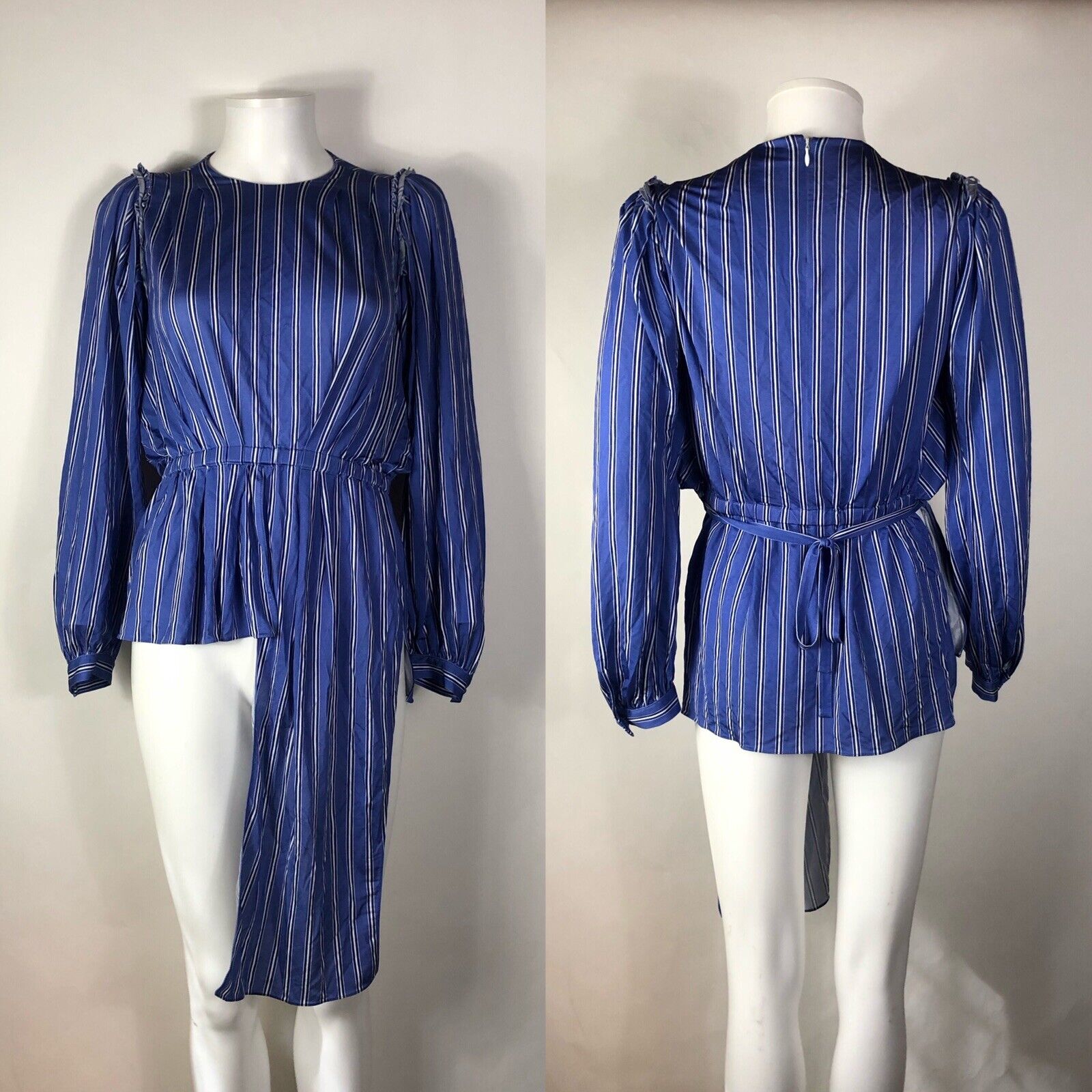 Balenciaga Blue Stripe Asymmetrical Shirt FR34 - image 1