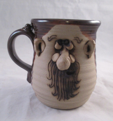 Peter Petrie Signed Pottery 3D Face mug Bearded Man