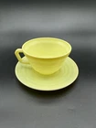 Hazel Atlas Glass MODERNTONE Platonite Pastel Yellow Cup and Saucer Set
