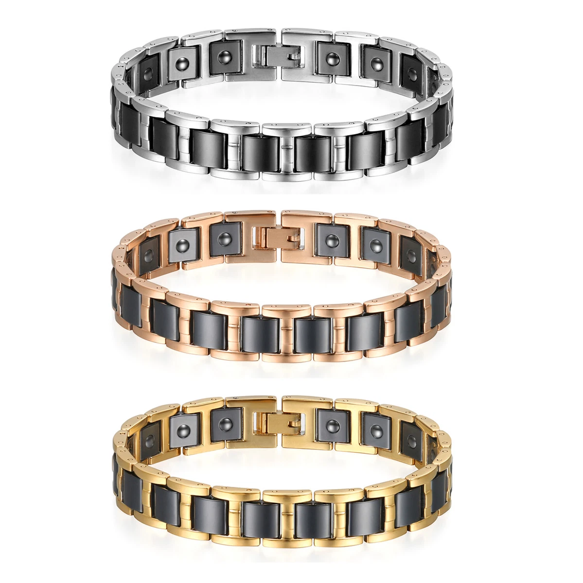 Pulsera De Oro Negro/azul Oscuro Para Hombre, Pulsera De Oro Macizo De 14 Quilates Para Hombre, Pulsera De Oro Auténtico Para Hombre (18-20 Cm), Brazalete De Acero Inoxidable Y Oro Para Hombre