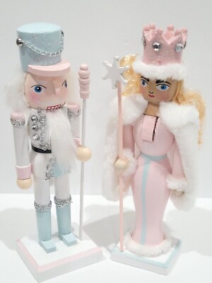 Christmas Nutcracker Figurine Pastel Green Pink Aqua tabletop Decor 9''