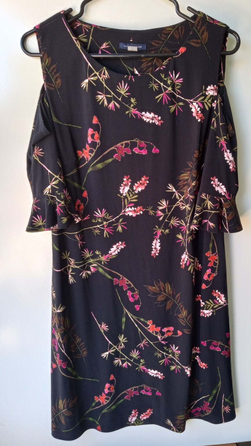 TOMMY HILFIGER Women Flutter Sleeve Off-Shoulder Floral Dress Size 14