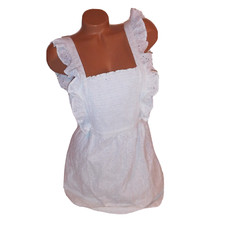 Lulus Dress XS White Eyelet Ruffle Zip Up Smocked Front Adjustable Straps New