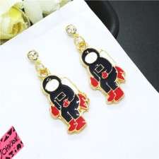 Hot Fashion Cute Blue Enamel Astronaut Girl Women Stand Earring Gifts