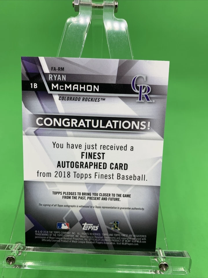 Ryan McMahon 2018 Topps Finest Rookie Autograph FA-RM Rockies - Image 3 of 4