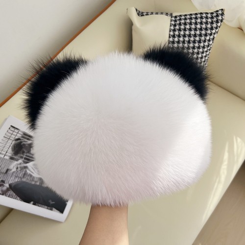 Sombrero de piel de zorro real para mujer sombrero de bombín gorros elásticos oreja exterior gorra oreja de gato - Imagen 9 de 13