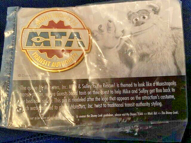 DISNEY CAST PIN MONSTERS, INC. MONSTROPOLIS TRANSIT AUTHORITY MTA LE 500 ON CARD