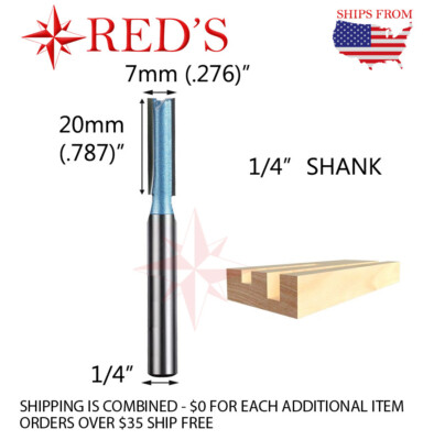 Tideway IND LC010207204 7mm X 20mm straight 1/4'' shank router bit