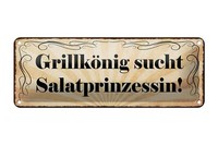 Blechschild Spruch 27X10Cm GrillköNig Sucht Salatprinzessin Deko Schild Tin Sign