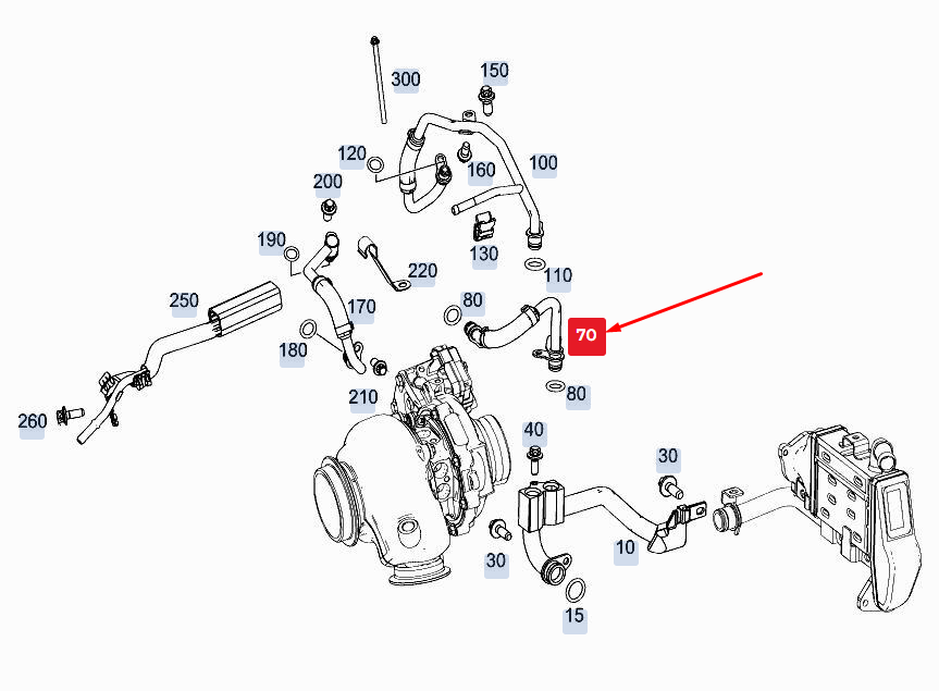 MERCEDES BENZ W205 2019 Turbo Turbocharger Water Coolant Pipe 