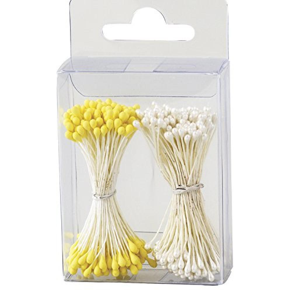 Decora Confezione Pistilli per Fiori, Tessuto, Bianco Perlato/Giallo Opaco, 288