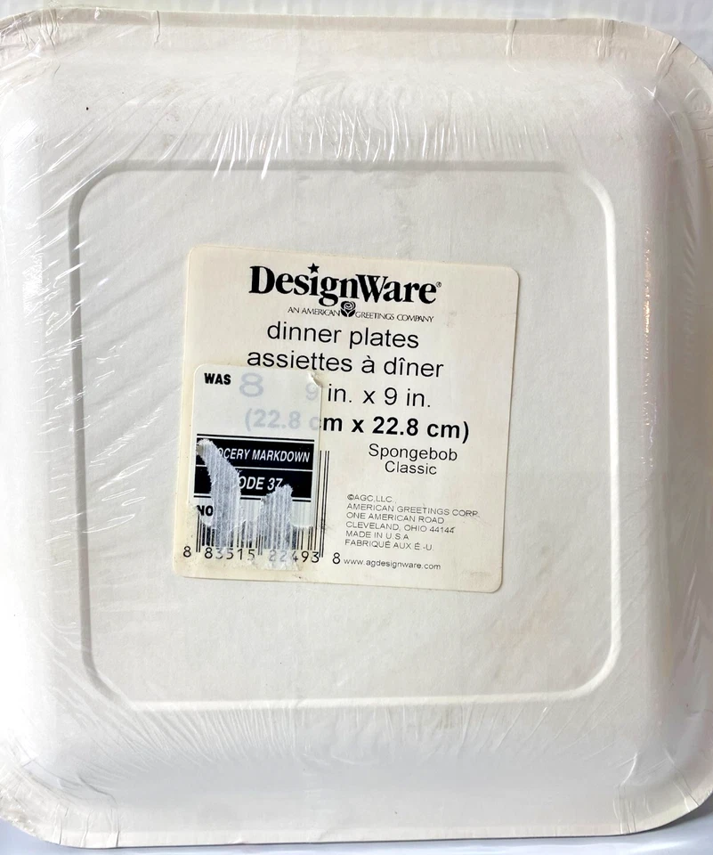 Bob Esponja 9 Pulgadas Platos de Cena 8 Unidades Fiesta Picnic Almuerzo Snack NUEVO Foto 2 de 3
