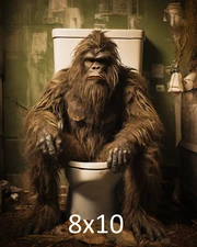 Vintage Sasquatch Bigfoot Art Print Toilet Art Bathroom Wall Decor Gift k2