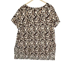 Halogen Blouse Womens Size 1 Leopard Print Stretch