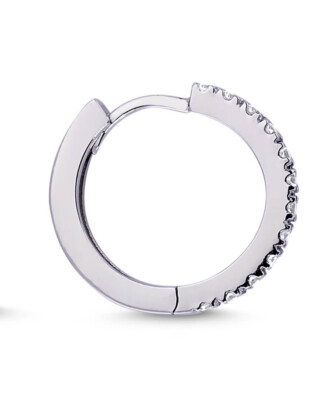 Herren Diamant Creole Brillant-Schliff Ohrringe in 585`er 14 Karat Weißgold