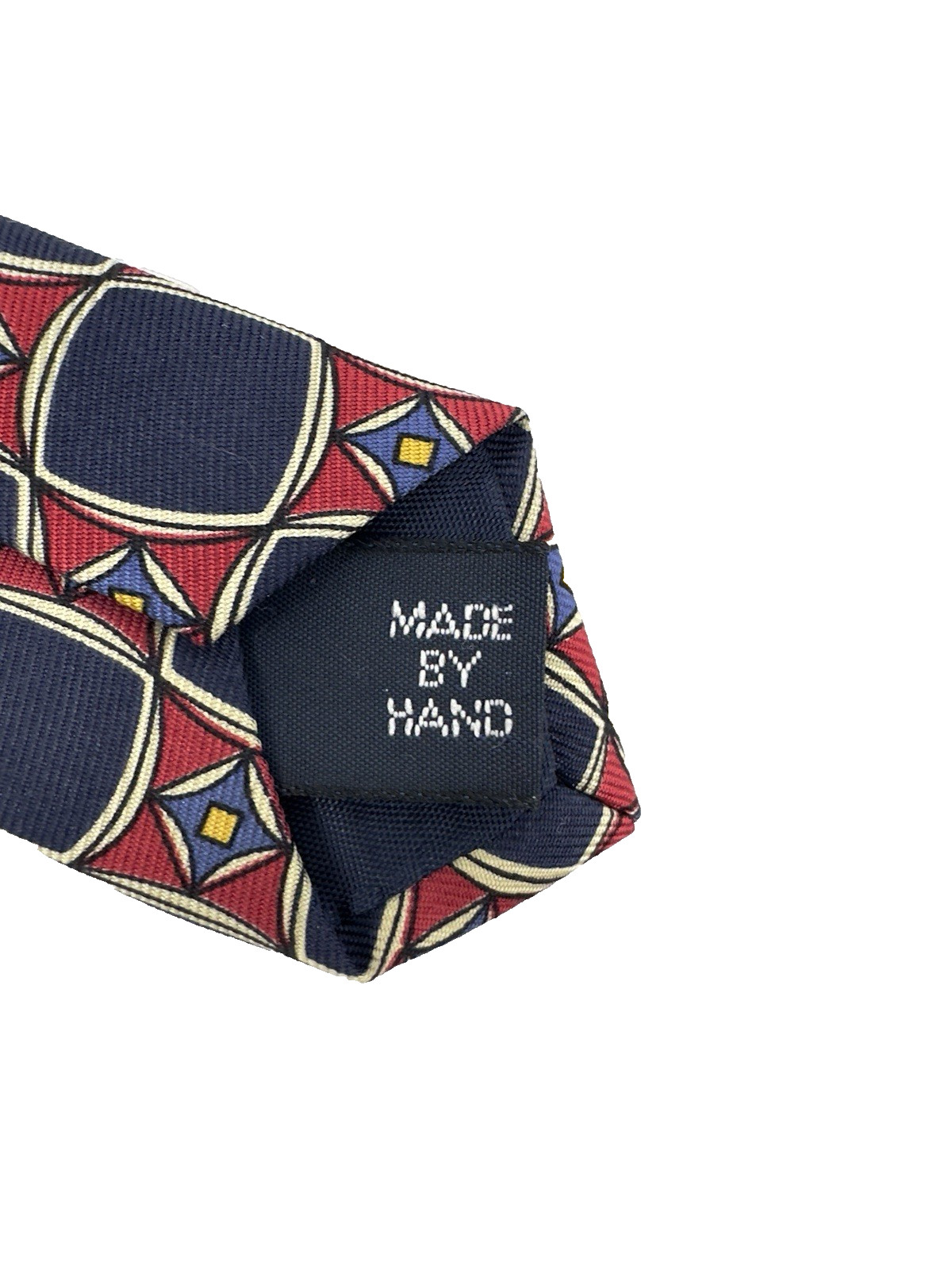 Vintage Polo Ralph Lauren Silk Tie Blue Red Yellow Cream Geometric Made In USA thumbnail 6