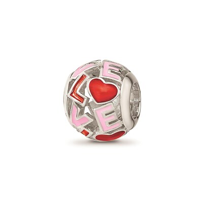 Reflection Beads Sterling Silver Rhodium Plated Cut Out Love Heart Bead