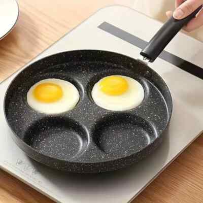 For Family 4 Holes Egg Fry Pan Pancake Maker Non-stick Egg Burger Pan W/Handle
