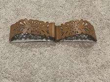 Daytrip Womens Belt Size Medium Beige Cut Out Boho Elastic Wide Belt