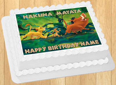 Edible The Lion King Wafer Paper 1 4 Sheet Cake Topper Birthday Decoration Image Ebay
