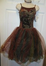 BALLET Romantic attached tutu Extra large child Sueded Spandex Brown green