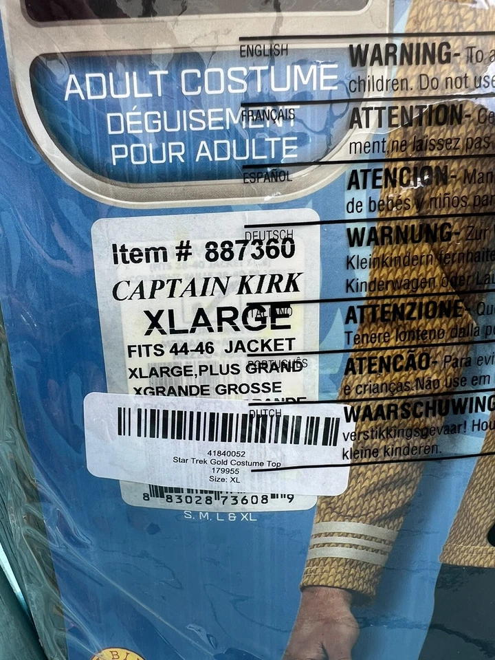 Мужская Star Trek: Beyond капитан Кирк Deluxe костюм рубашка только X-Large - Изображение 4 из 4