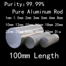 1pcs 1mm-50mm Diameter 99.99% Pure Aluminum Rod AI Solid Round Bar 100mm Length