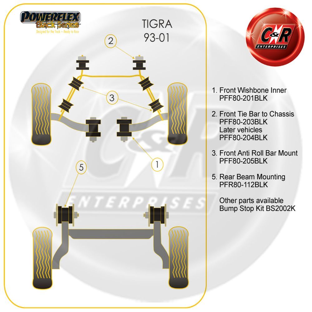 Powerflex Black Fr TieBar-Chassis Bushes for Vauxhall Tigra A 93-97 PFF80-203BLK