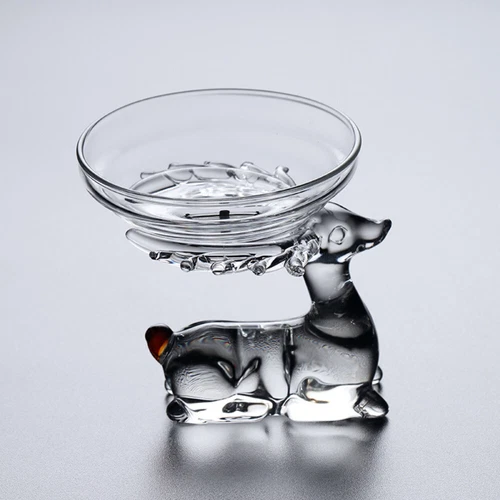 Glass Tea Strainer and Deer Statue Holder