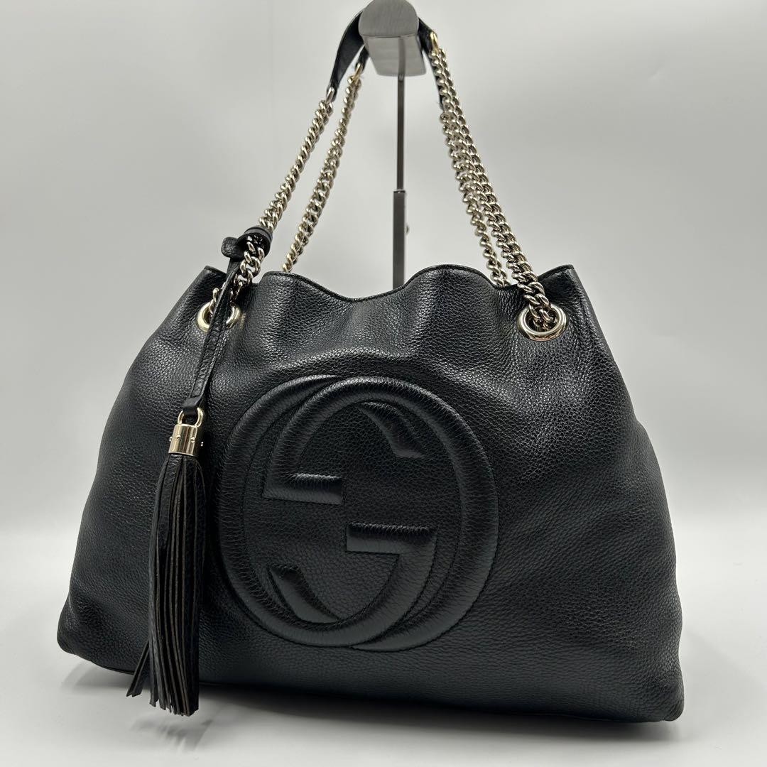 Gucci Soho Black Leather Chain Shoulder Bag for Women