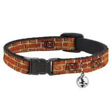 Cat Collar Breakaway with Bell Brick Wall NARROW Fits 8.5-12"