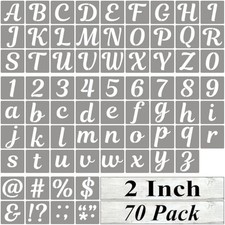 2 Inch Letter Stencils for Painting - 70 Pack Alphabet Letter and Number Sten...