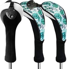 Golf Club Head Covers Woods Hybrids 3 Pack with Interchangeable Number Tag