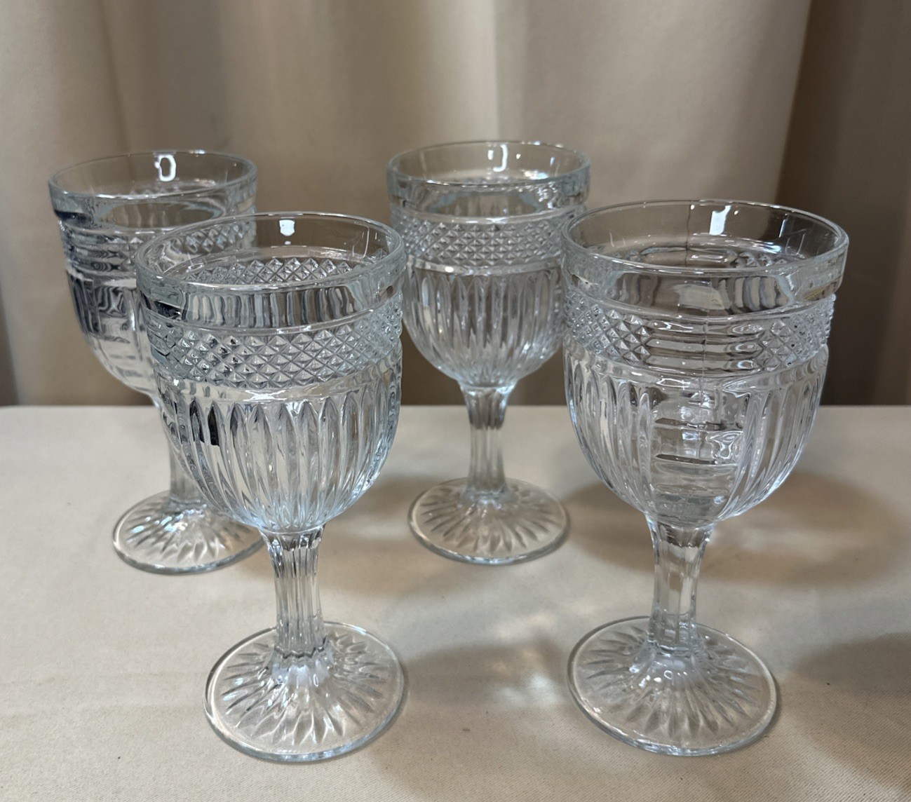 Set Of 4 Vintage Libbey Radiant Water Goblets Glasses GUC