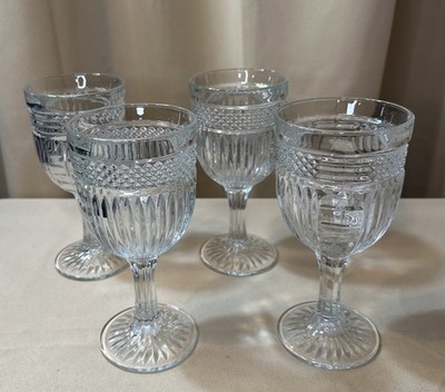 Set Of 4 Vintage Libbey Radiant Water Goblets Glasses GUC 