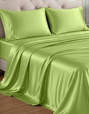 Size Satin Sheets - Smooth Satin Sheets Cooling Fabric Queen 12: Lime Green