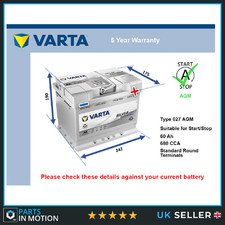 AGM Battery fits MERCEDES A150 A180 A180D CLA180 C250 Stop Start 027 AGM
