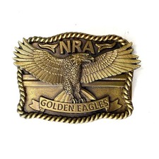 National Rifle Association Golden Eagles Brass Belt Buckle NRA Hunting Guns