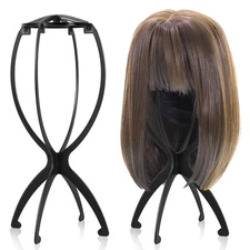 obeoby Wig Stand Portable Wig Holder Wig Head Stand for All Wigs Travel Wig H...