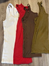 Lot Of 4 Women’s Tank Tops Size Large Different Colors And Brands Layering Tops