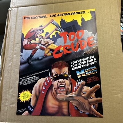 original  ad 11- 8 Misspell Two Crude Too 1990 ARCADE GAME FLYER add ship .10