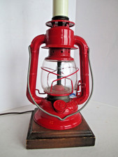 Vintage 70s Dietz Red Ranch Craft Electric Lantern Lamp Dunning Industries Bsmt