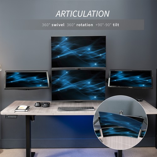 VIVO Steel Quad Monitor Desk Mount Adjustable 3 + 1 Stand | 4 Screens up to 32" - 第 4/8 張圖片