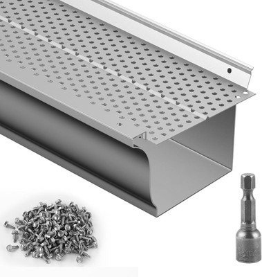 Gutter Guard, 5 Inch Width, Aluminum Leaf Filter DIY Gutter Cover, 13 PCS 52 Ft 