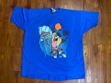 Vtg 90s TAZ FREEZE NY BASKETBALL Cartoon TShirt Blue Looney Tunes Tee Sz 2X New