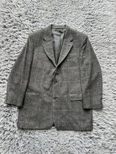 Brooks Brothers Blazer Men Large Gray Camel Hair Houndstooth Plaid Tweed Vintage