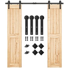 6.6FT Heavy Duty Double Door Sliding Barn Door Hardware Kit,Smoothly and Quie...
