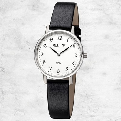 Regent Leder Damen Uhr Armbanduhr Quarz schwarz Lederarmband URF1557