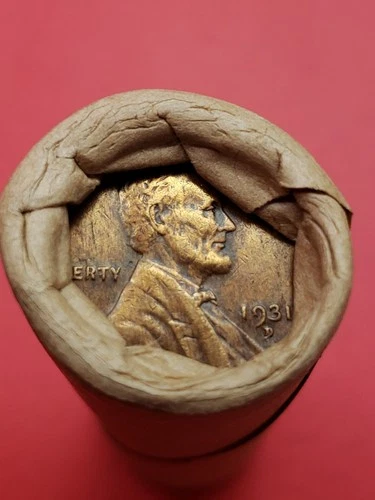 1912-D LINCOLN WHEAT CENT AU 1931D LINCOLN WHEAT PENNY COIN ROLL ENDS BANKROLLED