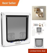 4-Way Locking Cat Flap - Secure, Weatherproof Door for Large Cats Small Dogs